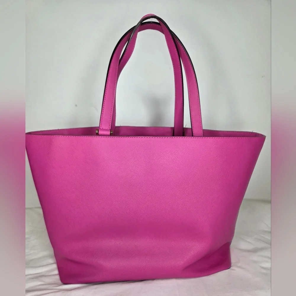 Kate Spade Fuchsia Leather Tote Bag with Dual Top Handles - Picture 2 of 16